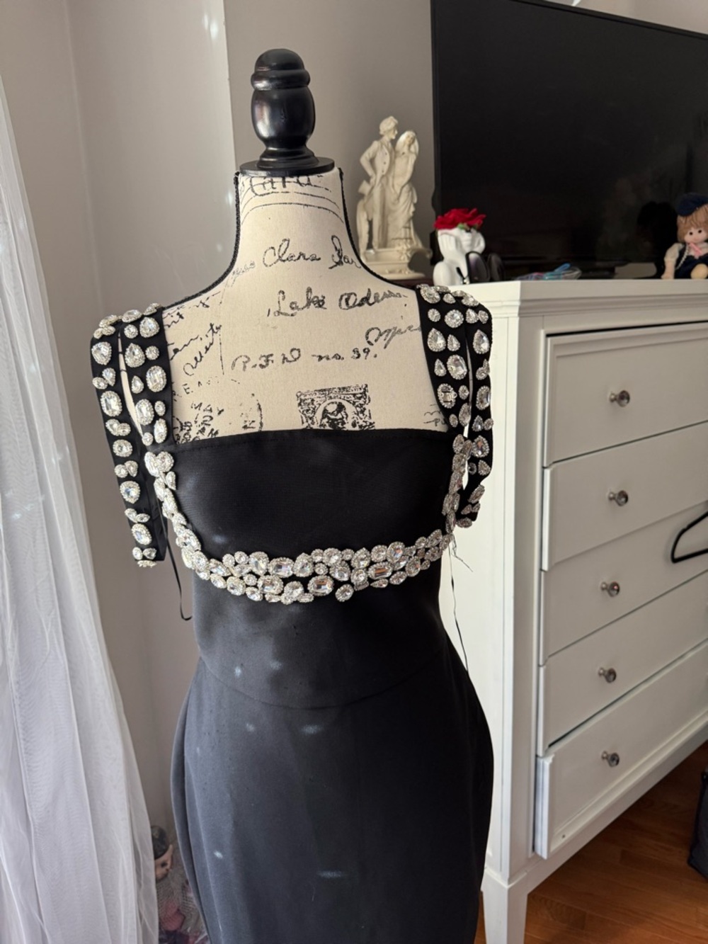 Fashion Nova Black Prom Dress with Crystal Embellishments